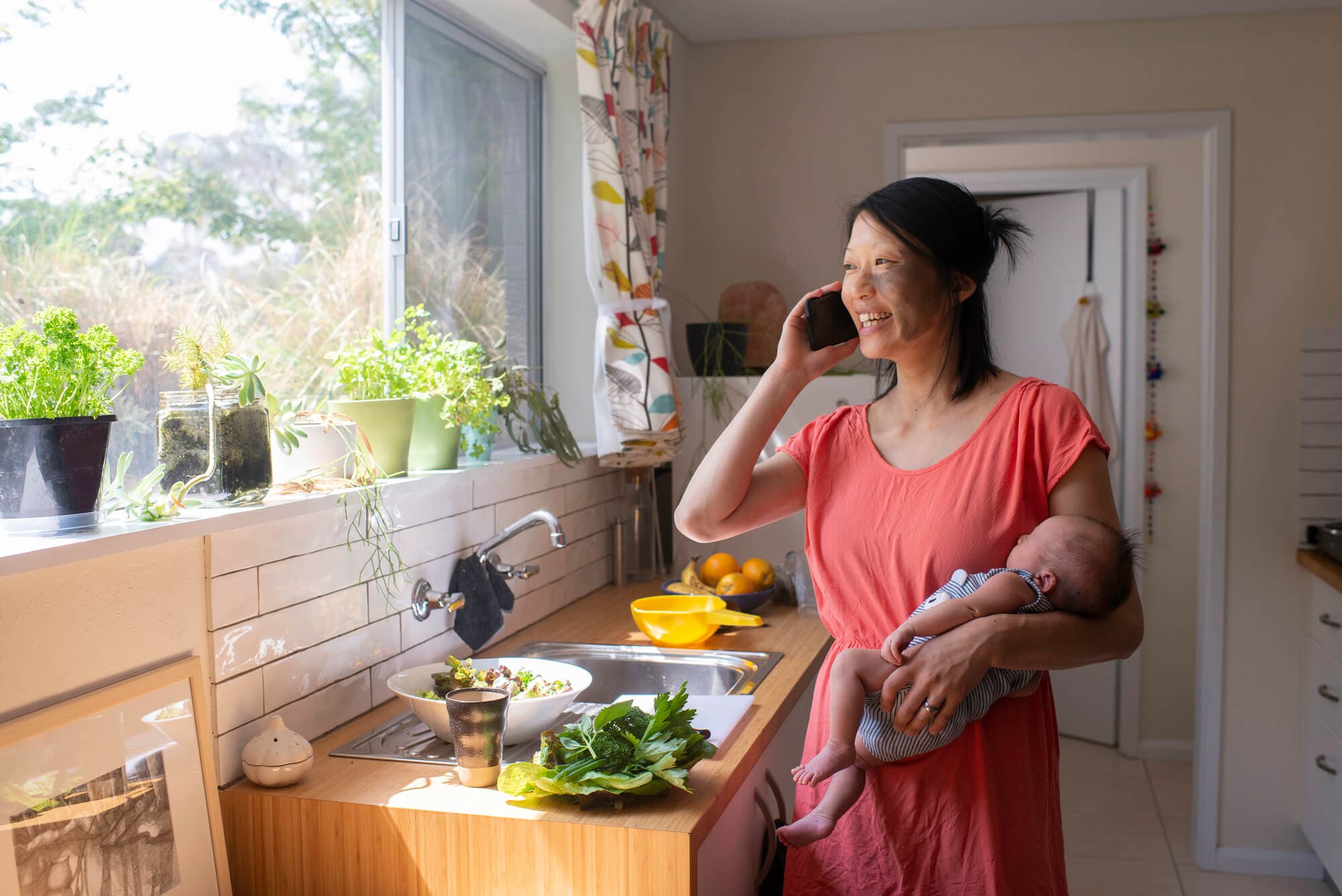 Mother holding baby